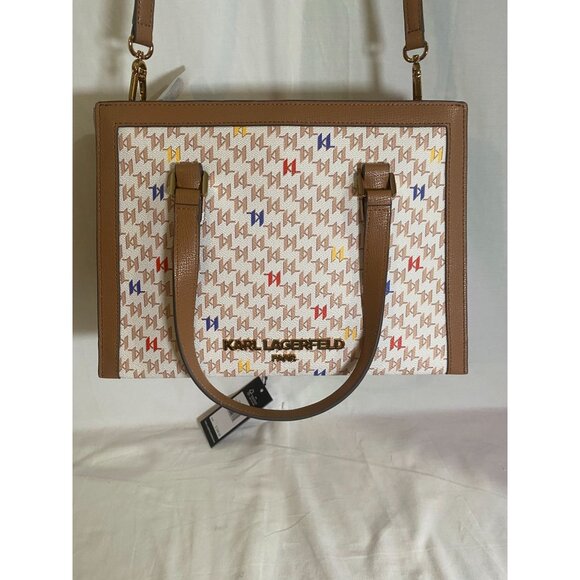 Karl Lagerfeld Paris Honey Brown Multi-colored  Satchel w Detachable Strap NWT - Picture 5 of 14